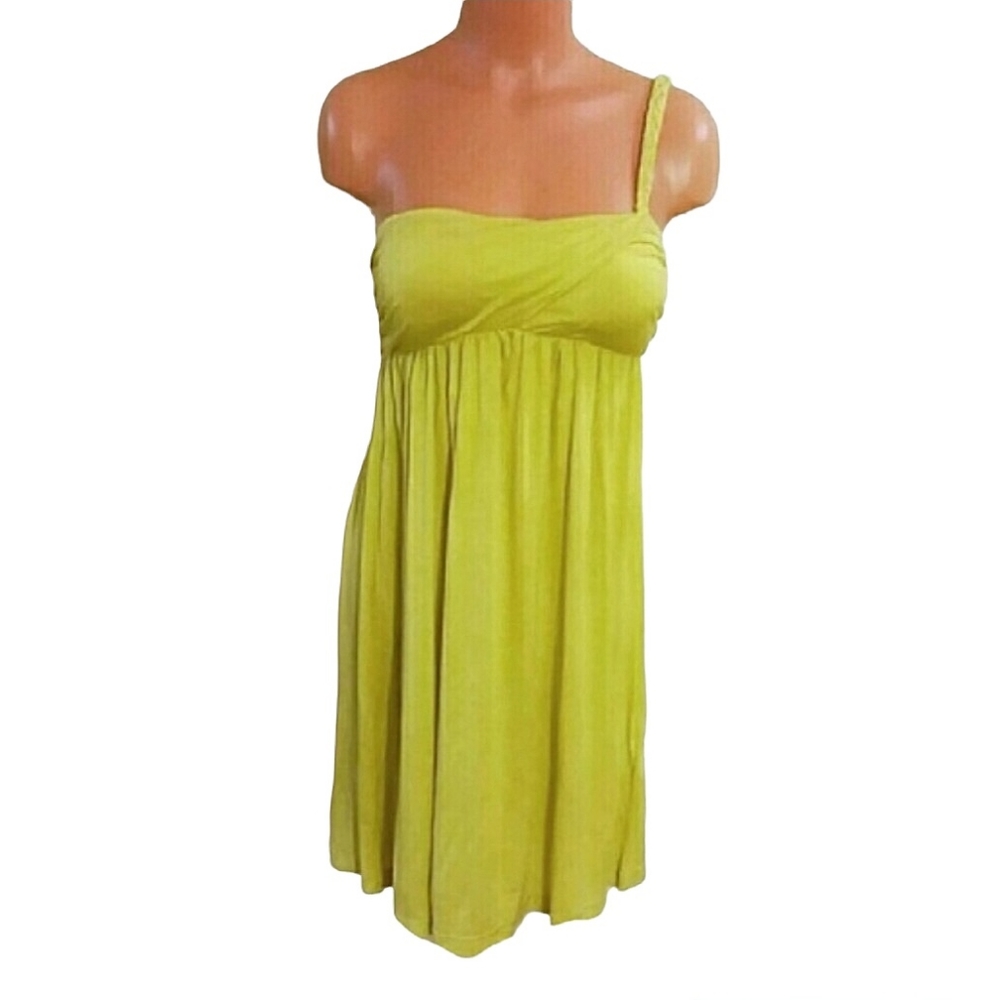 Yellow Flowy One Shoulder Honey Punch Dress